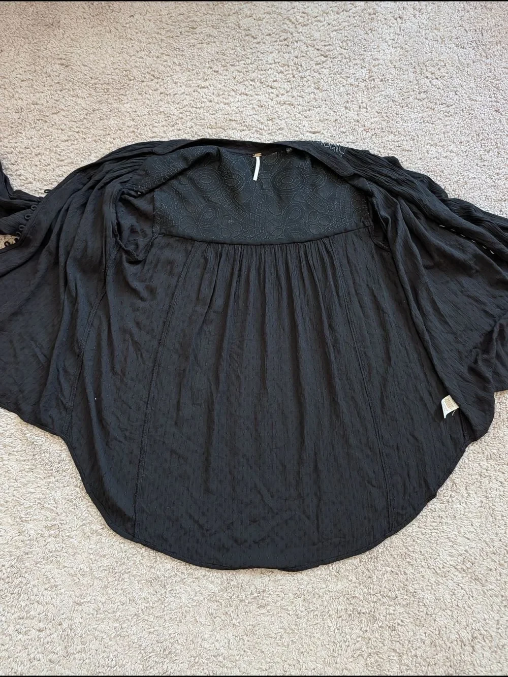 Free People Womens Black Canyon Rose Button Front Long Sleeve Shirt Size Large